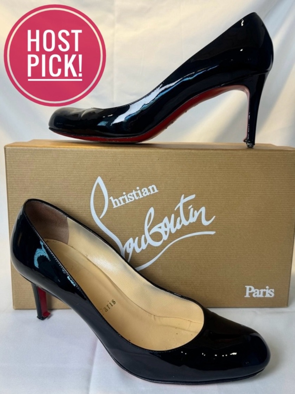 Christian Louboutin Simple Pump 70 Black Patent Calf Leather Pumps Red Bottoms